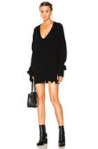 Helmut Lang Distressed V Neck Sweater In Black