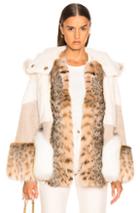 Yves Salomon Multi Fur Jacket In Neutral,white