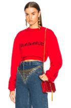 Rodarte Radarte La Embroidery Cropped Sweatshirt In Red