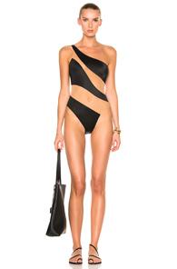 Norma Kamali Snake Mesh Mio Swimsuit In Black,neutrals