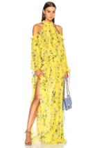 Self-portrait Floral Printed Cold Shoulder Dress In Floral,yellow