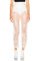 Rodarte Chantilly Lace Side Seam Ruffle Trousers In White