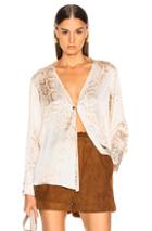 Smythe Collarless Single Button Blouse In Animal Print,brown,neutral,white