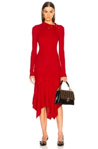 Stella Mccartney Handkerchief Hem Long Sleeve Midi Dress In Red