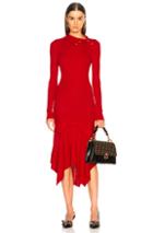 Stella Mccartney Handkerchief Hem Long Sleeve Midi Dress In Red