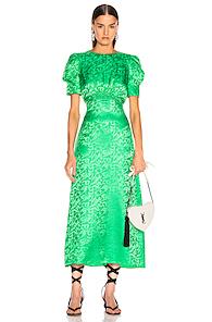 Saloni Bianca Dress In Floral,green
