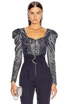 Jonathan Simkhai Plisse Lame Bustier Top In Blue
