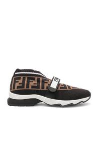 Fendi Rockoko Velcro Strap Sneakers In Black