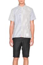 Thom Browne Funmix Seersucker Cuban Shirt In Stripes,gray