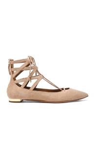 Aquazzura Suede Belgravia Flats In Neutrals