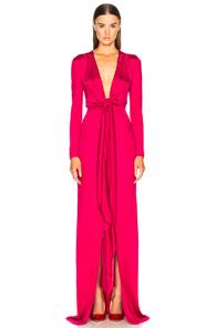 Givenchy Shiny Viscose Jersey Tie Knot Gown In Black