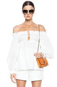 Alexander Mcqueen Off The Shoulder Drawstring Top In White