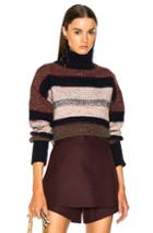 Chloe Color Block Tweed Turtleneck Sweater In Blue,red