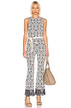 Chloe Print Fringe Jumpsuit In Black,paisley