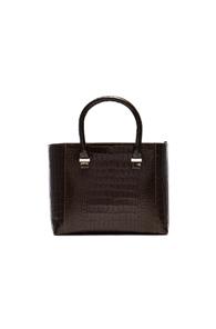 Victoria Beckham Printed Croc Quincy Tote In Brown,animal Print