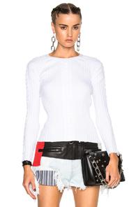 Alexander Wang Rib Flightsuit Lacing Sweater In White