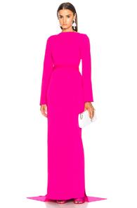 Brandon Maxwell Waterfall Back Gown In Pink