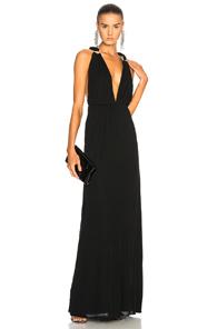 Saint Laurent Jersey Mousseline Maxi Dress In Black