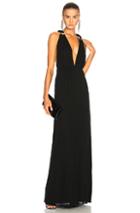 Saint Laurent Jersey Mousseline Maxi Dress In Black