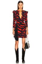 Givenchy Printed Ruffle Trim Mini Dress In Abstract,blue,red