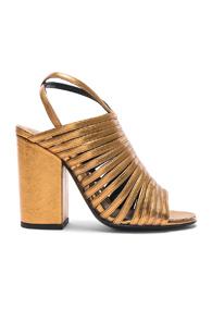 Alumnae Ankle Wrap Leather Mignon Heels In Metallics