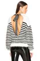 Alanui Angora Stripe Tie Back Intarsia Sweater In Black,stripes,white