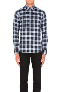 Givenchy Star Collar Shirt In Blue,checkered & Plaid