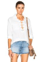 Mother Lace Up Frenchie Frenchie Top In White