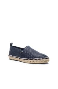 Loewe Anagram Embossed Leather Espadrilles In Blue
