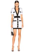 Balmain Contrast Trim Lurex Short Sleeve Mini Dress In Black,white