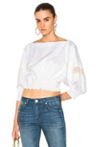 Tibi Cropped Embroidered Top In White