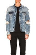 Balmain Destroyed Denim Jacket In Blue