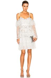 Needle & Thread Supernova Mini Dress In White,gray