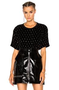Lanvin Velvet Embroidered Top In Black,metallics