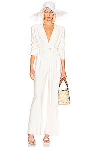 Norma Kamali Single Breasted Straight Leg Jumpsuit In Neutral