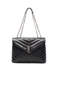 Saint Laurent Slouchy Medium Monogramme Chain Bag In Black