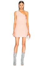 Unravel Waffle Knit One Shoulder Dress In Pink