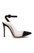 Gianvito Rossi Suede & Plexy Ankle Strap Heels In Black