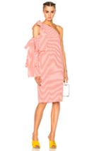 Msgm Bow Pinstripe Dress In Pink,stripes