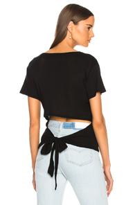 Enza Costa Jersey Tie Back Short Sleeve Tee In Black
