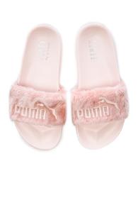 Fenty By Puma Leadcat Faux Fur Slide Sandals In Pink