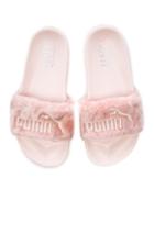 Fenty By Puma Leadcat Faux Fur Slide Sandals In Pink
