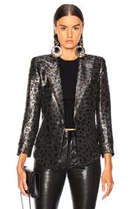 Smythe Film Fest Sharp Shoulder Blazer In Animal Print,metallic,black,gray
