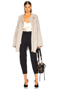 Chloe Brushed Bicolor Wool Cashmere Knit Coat In Gray