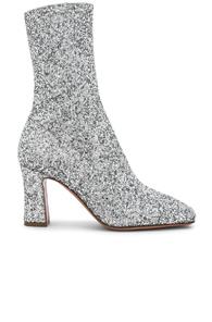 Amina Muaddi Glitter Stretch Sabrina Ankle Boots In Metallic