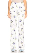 Les Reveries Silk Lounge Pants In Blue,floral,purple,white
