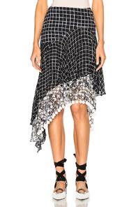 Preen Line Kendal Pompoms Skirt In Black,checkered & Plaid