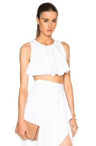 Cushnie Et Ochs Stretch Cady Cropped Top In White