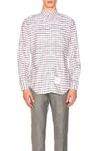 Thom Browne Classic Long Sleeve Point Collar Shirt In Checkered & Plaid,red,white
