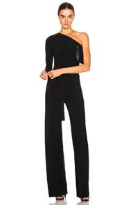 Norma Kamali One Shoulder Belted Jumpsuit In Black